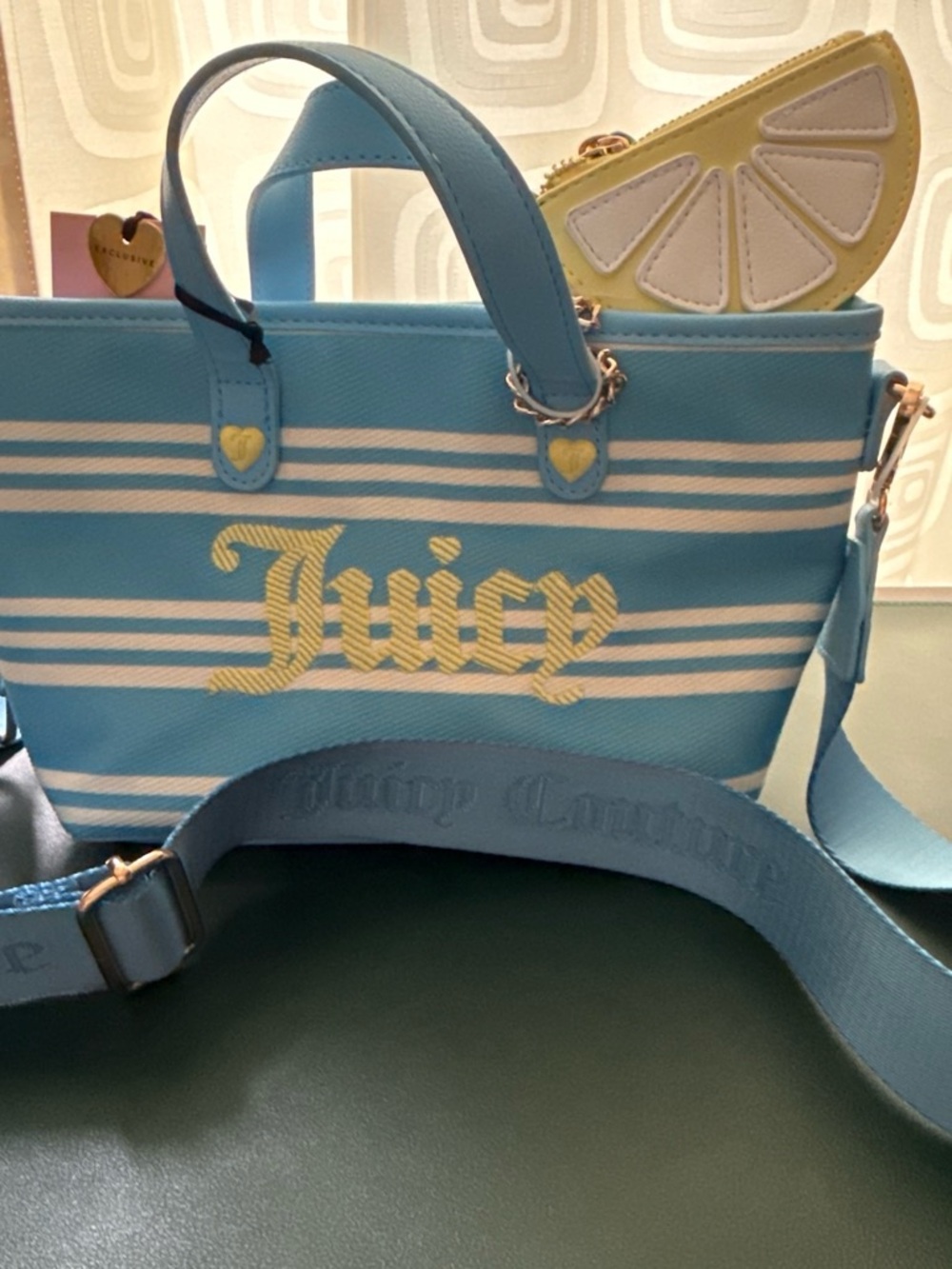 Juicy Couture Blue & Yellow Tote with Lemon Coin Purse